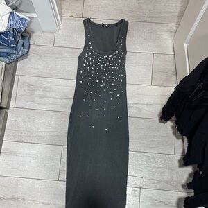 Zara Black Maxi Dress with Silver Accents